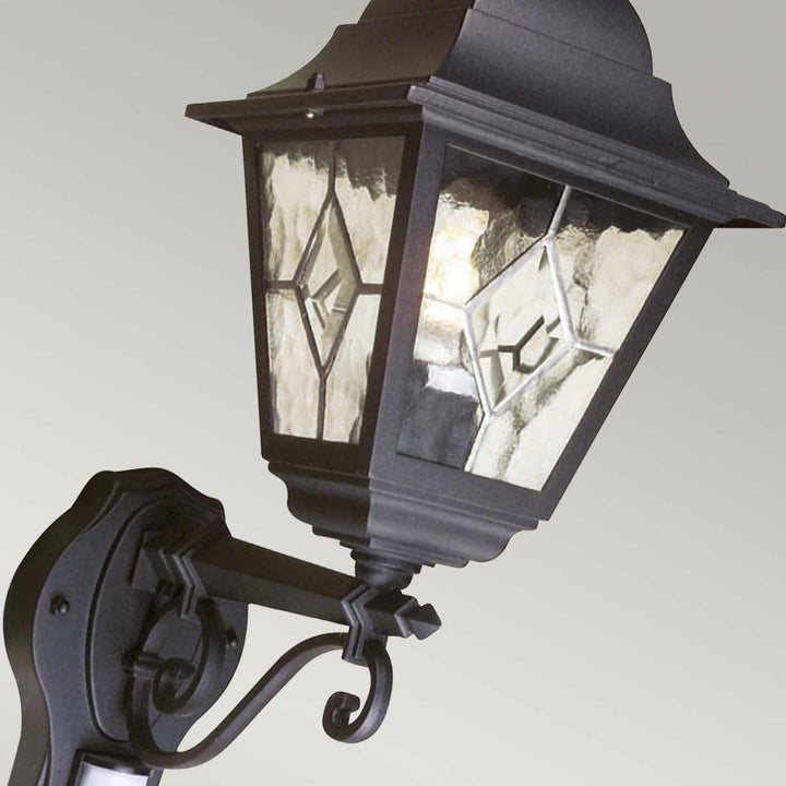 Norlys Norfolk 1 Light Up Wall Lantern with PIR NR1-PIR-BLACK Black