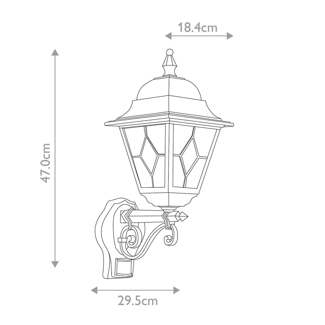 Norlys Norfolk 1 Light Up Wall Lantern with PIR NR1-PIR-BLACK Black