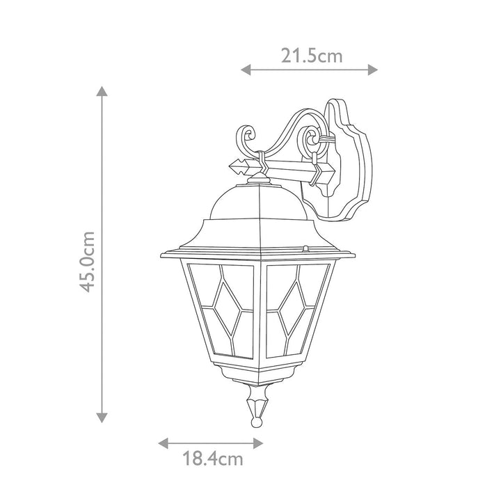 Norlys Norfolk 1 Light Down Wall Lantern  NR2-BLK Black