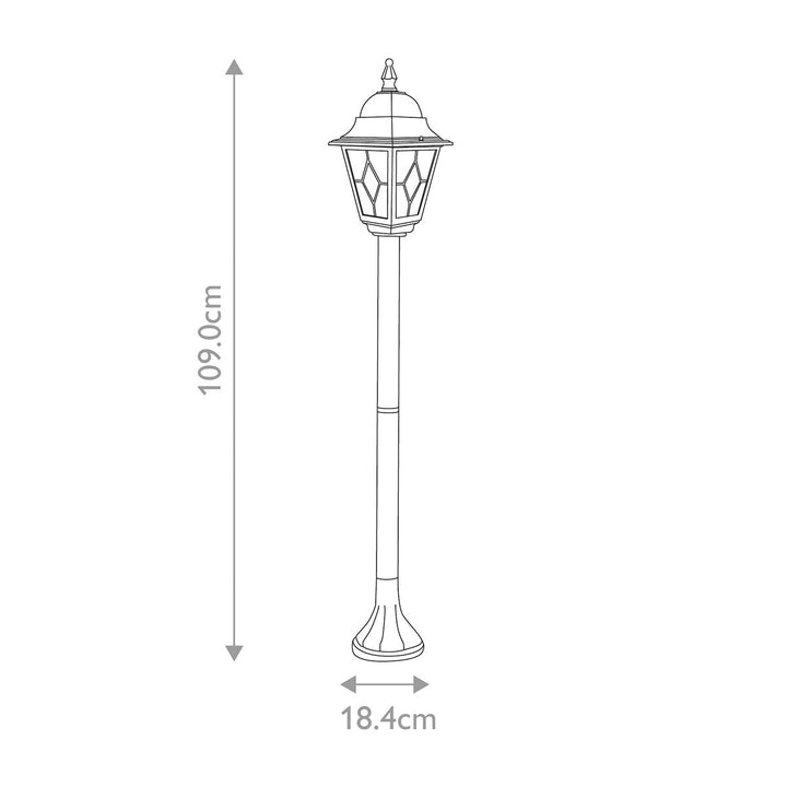 Norlys Norfolk 1 Light Pillar Lantern  NR4-BLK Black
