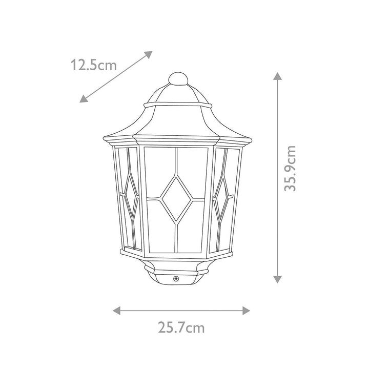 Norlys Norfolk 1 Light Half Lantern NR7-2-BLK Black