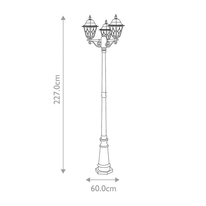 Norlys Norfolk 3 Light Lamp Post NR8-BLK Black