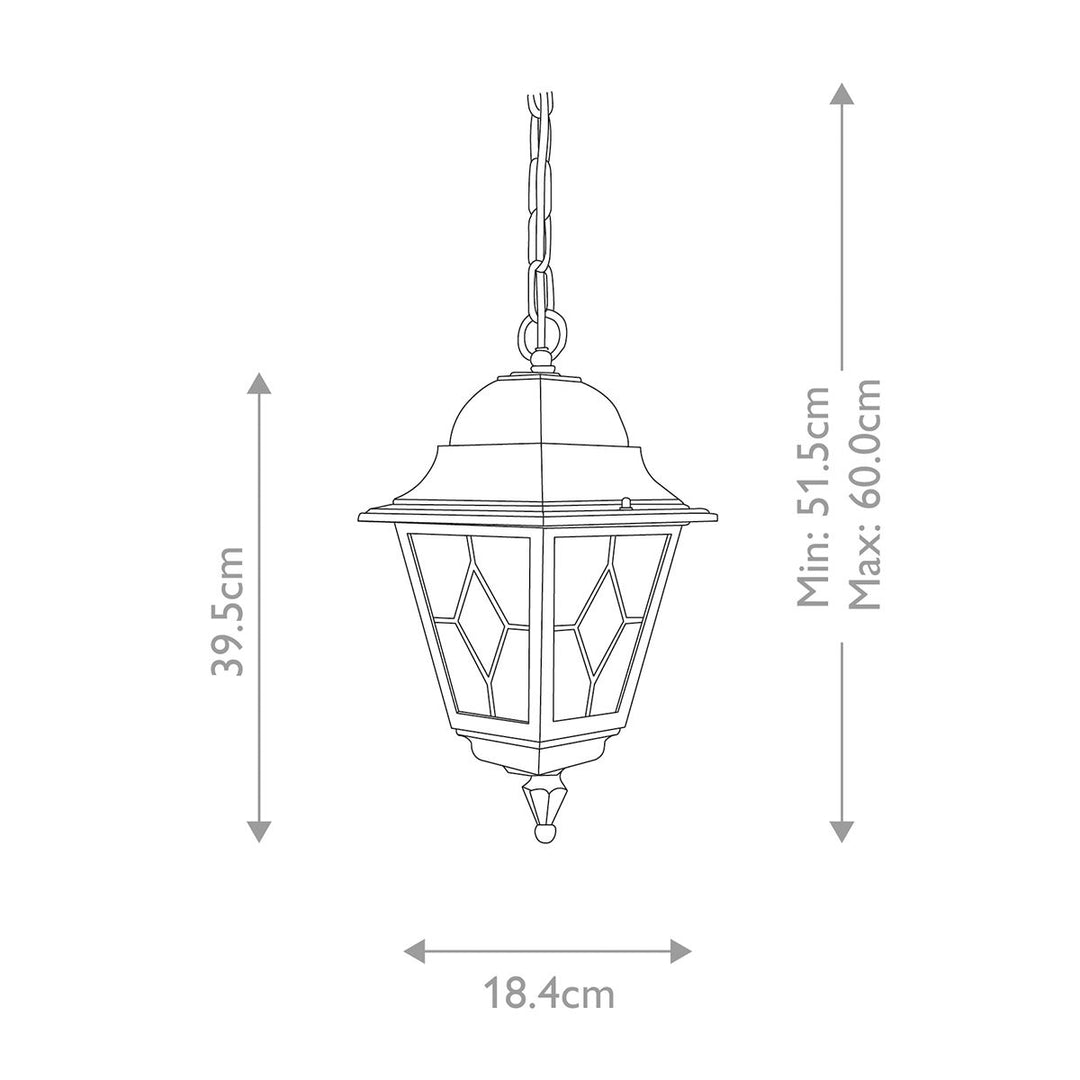Norlys Norfolk 1 Light Chain Lantern  NR9-BLK Black