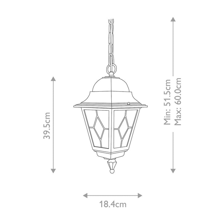 Norlys Norfolk 1 Light Chain Lantern  NR9-BLK Black