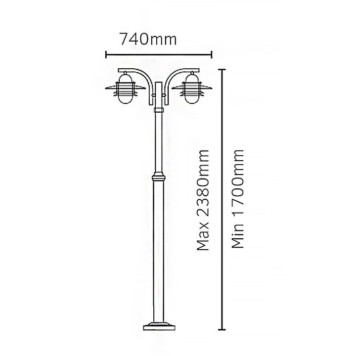 Elstead Lighting Oslo 2 Light Lamp Post Galvanised      OS6-GAL-C Galvanised