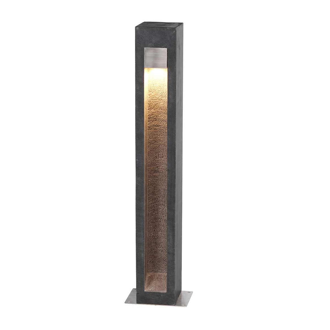 Norlys Parkstone Large LED Bollard PARKSTONE-BOL-A Basalt Stone with Stainless Steel