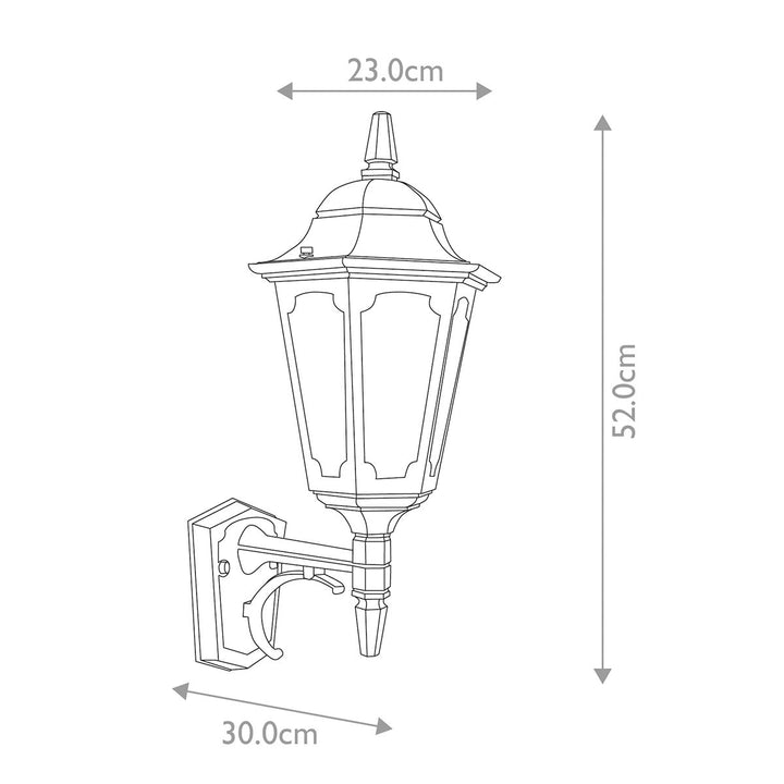 Norlys Parish 1 Light Up Wall Lantern PR1-BLACK Black