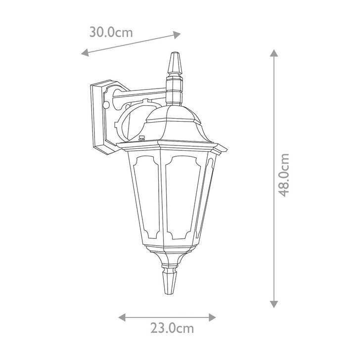 Norlys Parish 1 Light Down Wall Lantern PR2-BLACK Black
