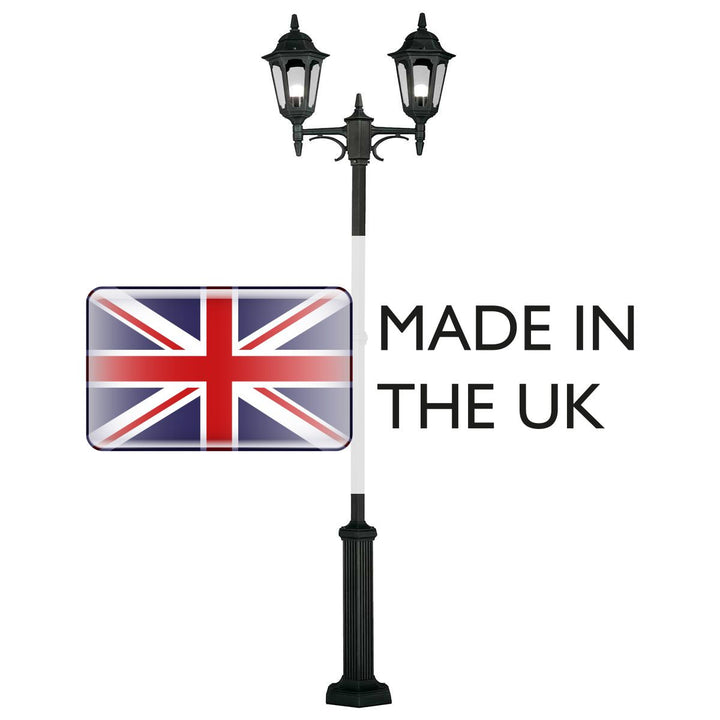 Norlys Parish 2 Light Twin Lamp Post  PR8-BLACK Black