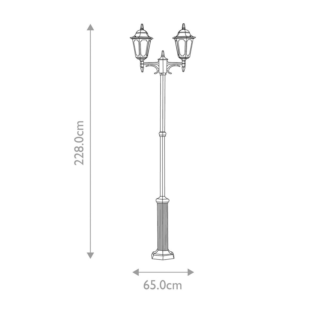 Norlys Parish 2 Light Twin Lamp Post  PR8-BLACK Black