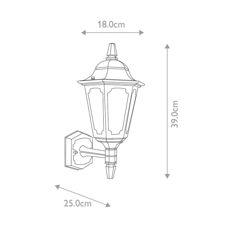 Norlys Parish Mini 1 Light Up Wall Lantern  PRM1-BLACK Black