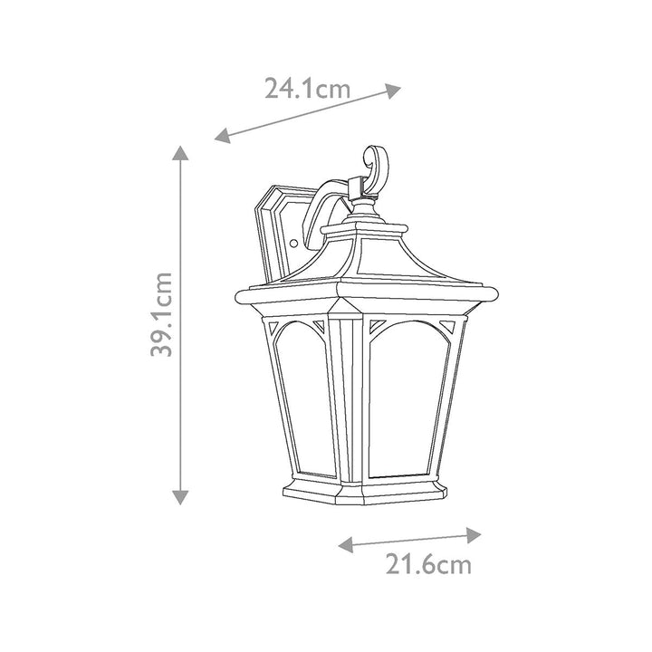 Norlys Bedford 1 Light Medium Wall Lantern QZ-BEDFORD2-M Mystic Black