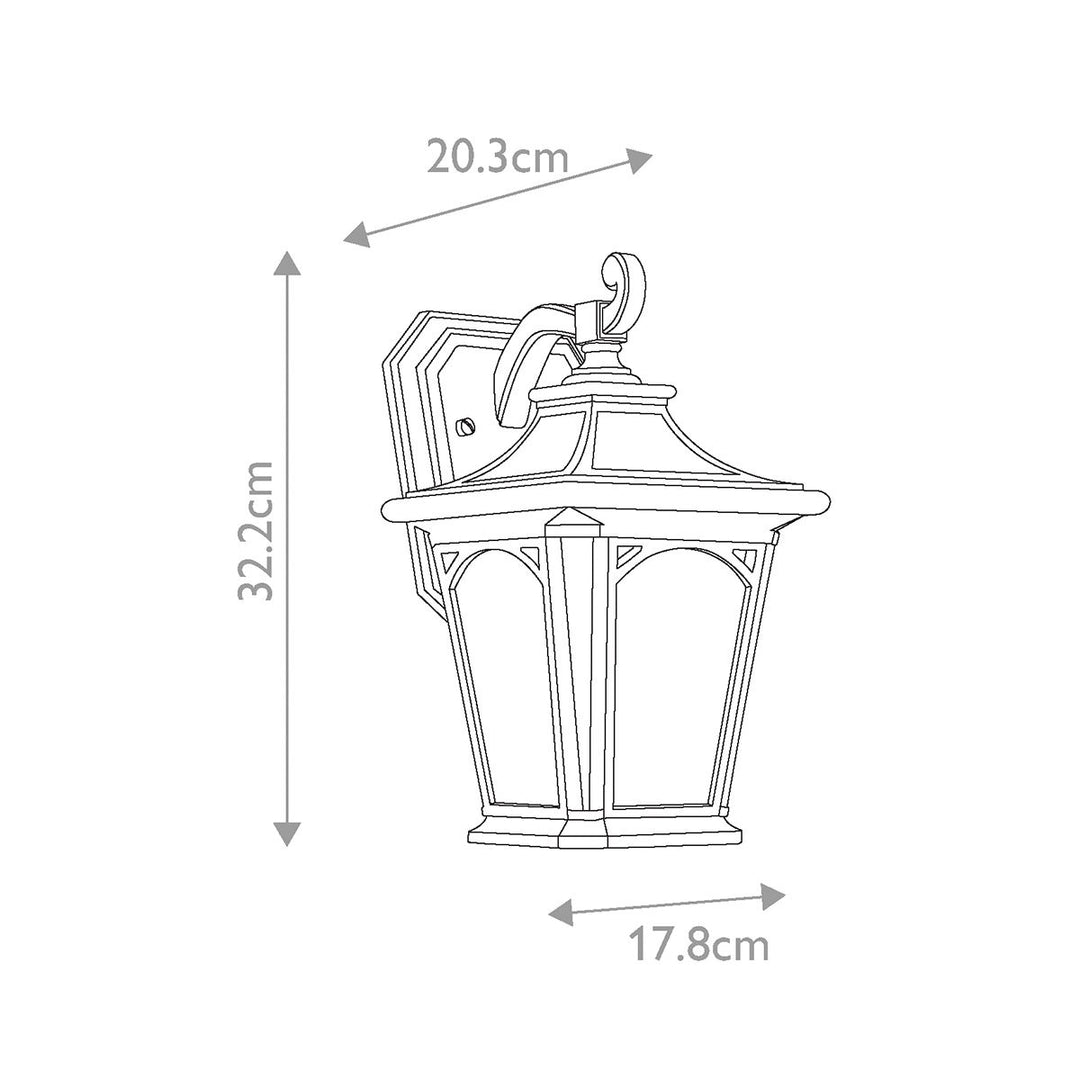 Norlys Bedford 1 Light Small Wall Lantern QZ-BEDFORD2-S Mystic Black