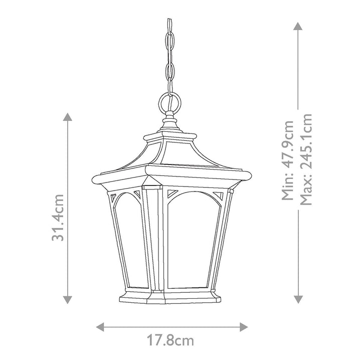 Norlys Bedford 1 Light Small Chain Lantern QZ-BEDFORD8-S Mystic Black