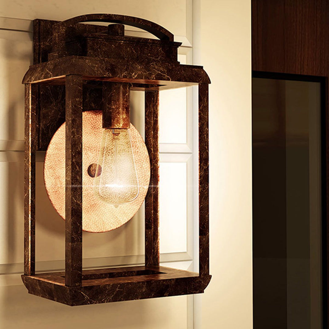 Norlys Byron 1 Light Medium Wall Lantern QZ-BYRON-M Imperial Bronze with Copper Reflector