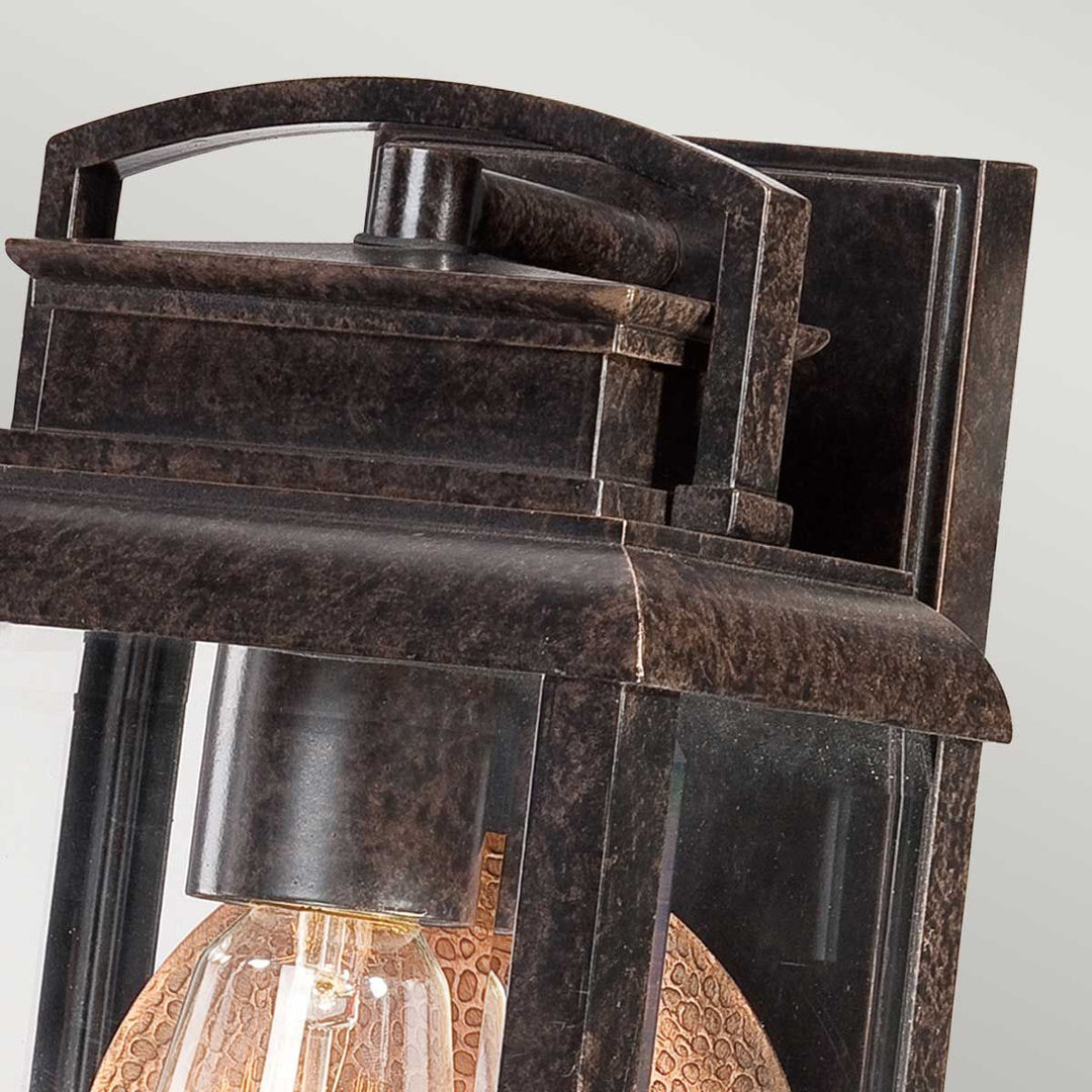 Norlys Byron 1 Light Small Wall Lantern QZ-BYRON-S Imperial Bronze with Copper Reflector