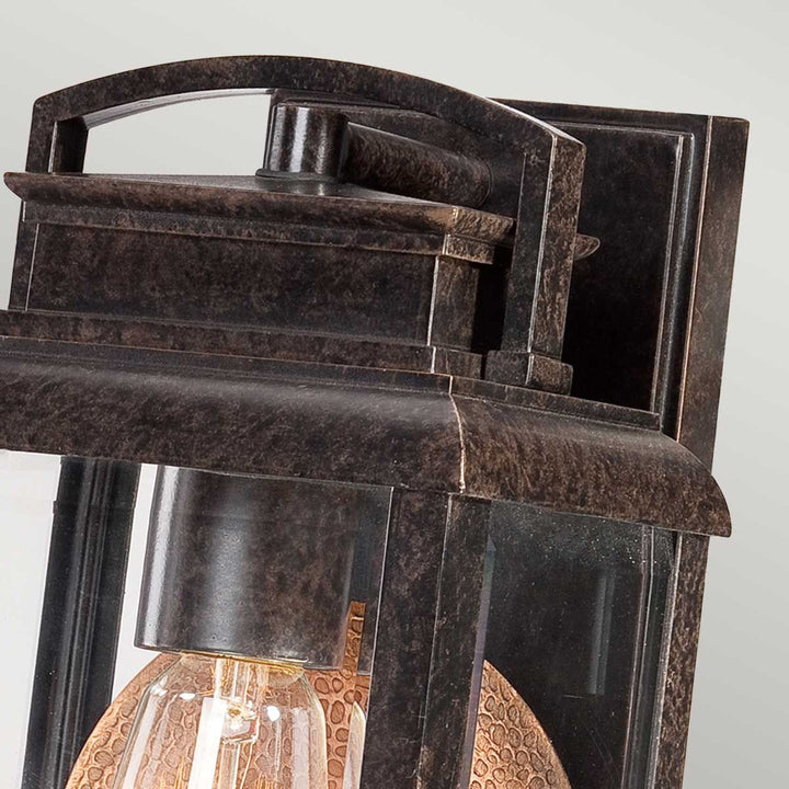 Norlys Byron 1 Light Small Wall Lantern QZ-BYRON-S Imperial Bronze with Copper Reflector
