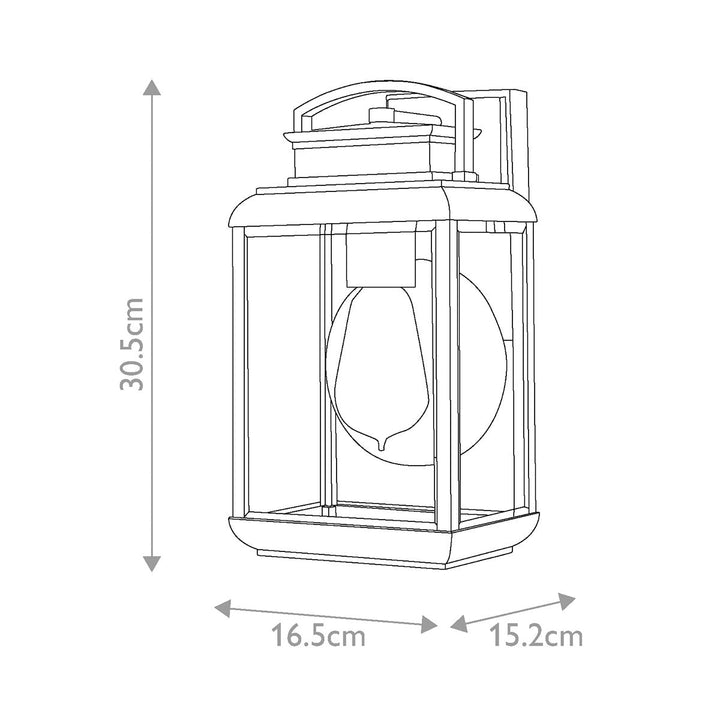Norlys Byron 1 Light Small Wall Lantern QZ-BYRON-S Imperial Bronze with Copper Reflector