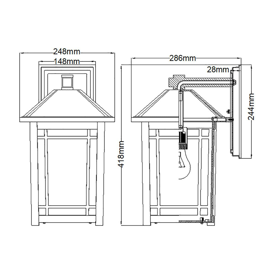 Norlys Cedar Point 1 Light Wall Lantern - Large QZ-CEDAR-POINT-L-BK Black