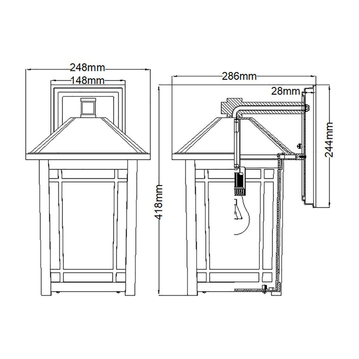 Norlys Cedar Point 1 Light Wall Lantern - Large QZ-CEDAR-POINT-L-BK Black