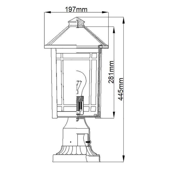 Norlys Cedar Point 1 Light Pedestal QZ-CEDAR-POINT3-M-BK Black