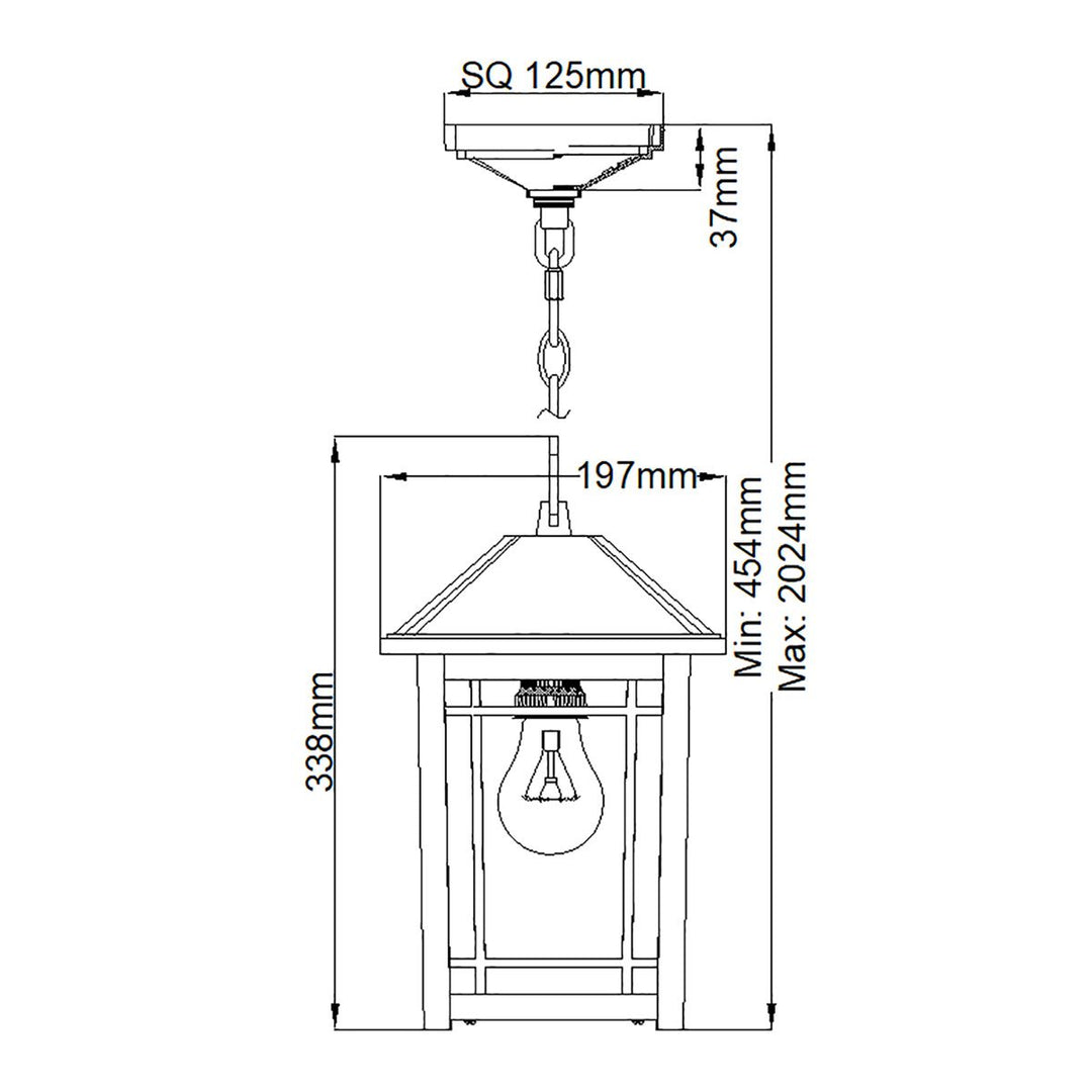 Norlys Cedar Point 1 Light Chain Lantern QZ-CEDAR-POINT8-M-BK Black