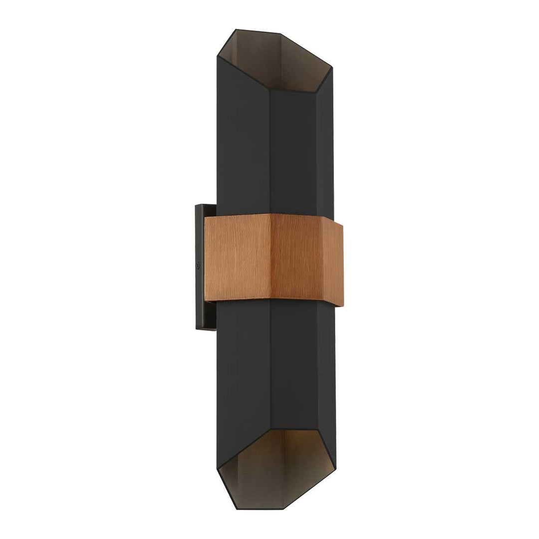 Norlys Chasm LED Wall Lantern - Large QZ-CHASM-L-BKW Matte Black (with painted wood effect strap)