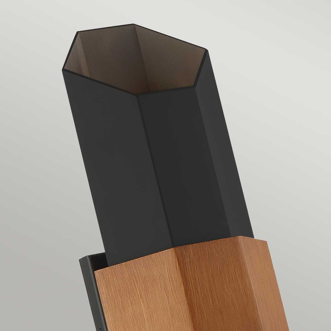 Norlys Chasm LED Wall Lantern - Large QZ-CHASM-L-BKW Matte Black (with painted wood effect strap)