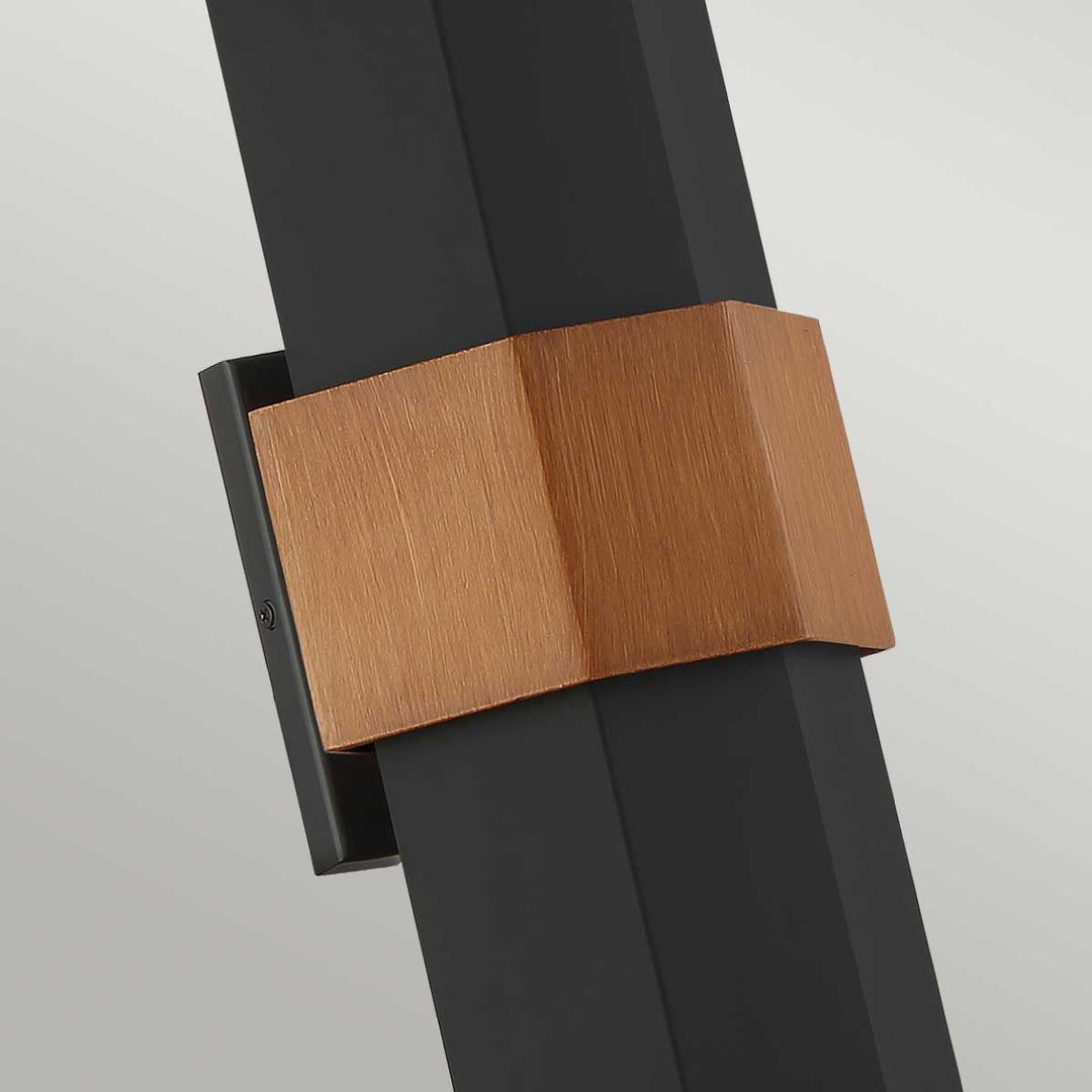 Norlys Chasm LED Wall Lantern - Large QZ-CHASM-L-BKW Matte Black (with painted wood effect strap)