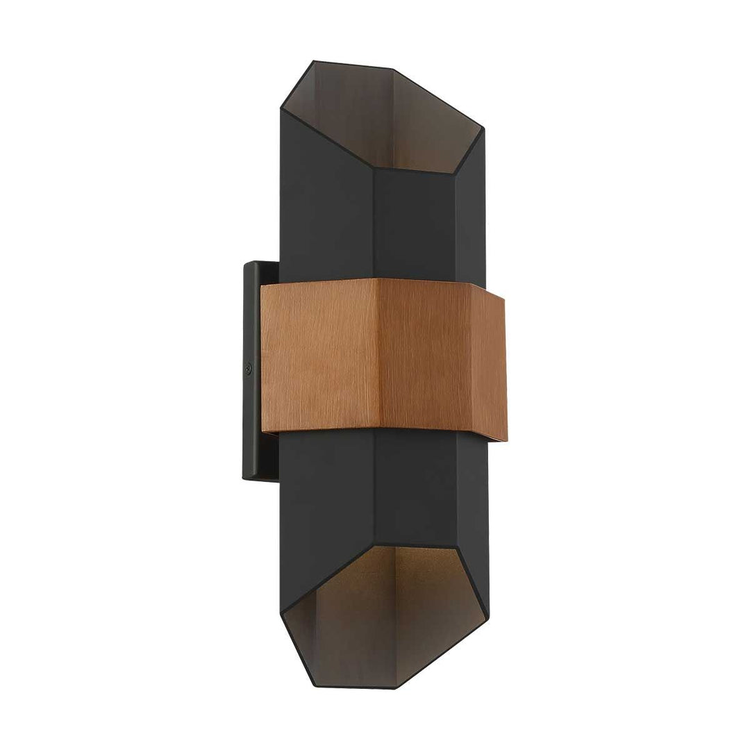 Norlys Chasm LED Wall Lantern - Medium QZ-CHASM-M-BKW Matte Black (with painted wood effect strap)
