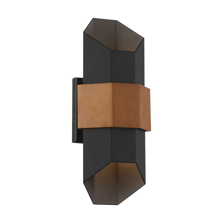 Norlys Chasm LED Wall Lantern - Medium QZ-CHASM-M-BKW Matte Black (with painted wood effect strap)