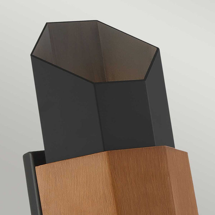 Norlys Chasm LED Wall Lantern - Medium QZ-CHASM-M-BKW Matte Black (with painted wood effect strap)