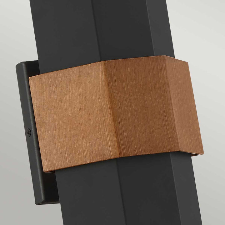 Norlys Chasm LED Wall Lantern - Medium QZ-CHASM-M-BKW Matte Black (with painted wood effect strap)