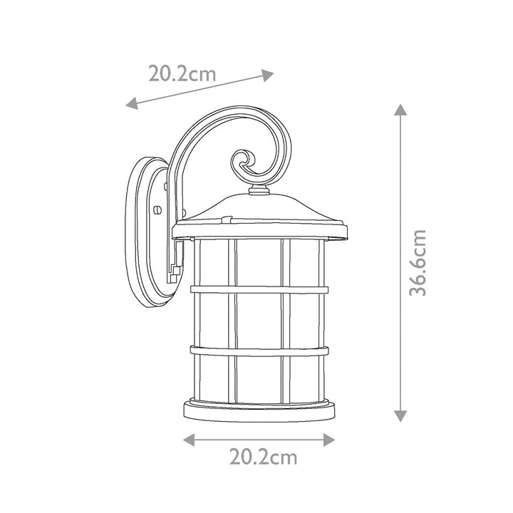 Norlys Crusade 1 Light Medium Wall Lantern QZ-CRUSADE-M-BLK Earth Black