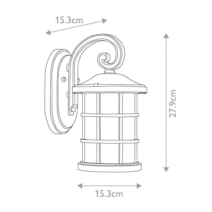 Norlys Crusade 1 Light Small Wall Lantern QZ-CRUSADE-S-BLK Earth Black
