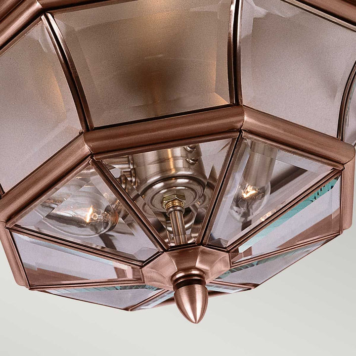 Norlys Newbury 3 Light Flush QZ-NEWBURY-F-AC Lacquered Aged Copper