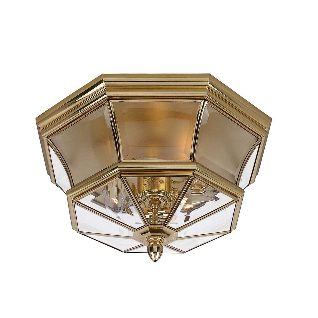 Norlys Newbury 3 Light Flush QZ-NEWBURY-F-PB Lacquered Polished Brass
