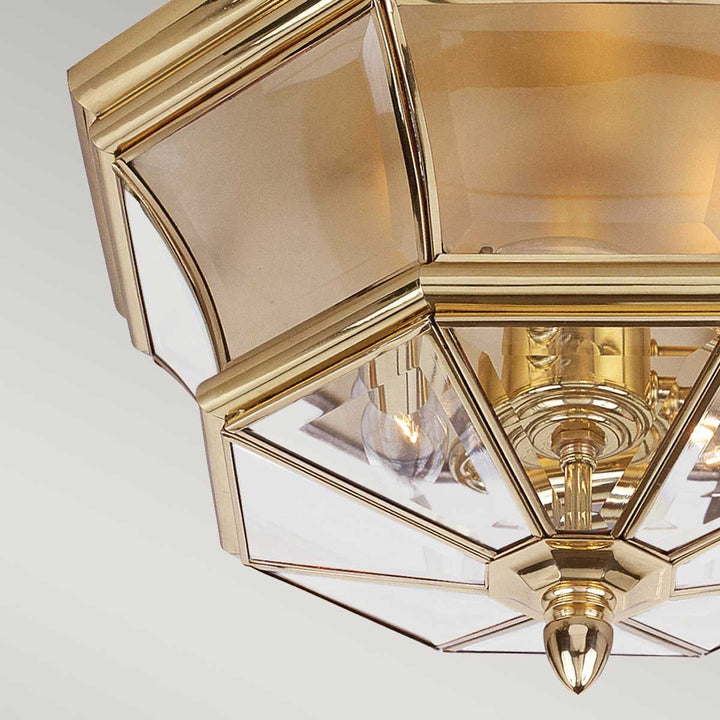 Norlys Newbury 3 Light Flush QZ-NEWBURY-F-PB Lacquered Polished Brass
