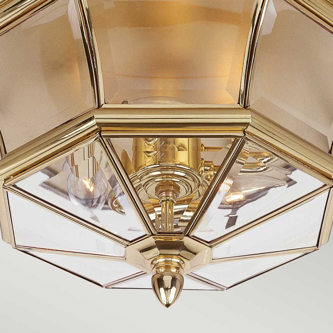 Norlys Newbury 3 Light Flush QZ-NEWBURY-F-PB Lacquered Polished Brass