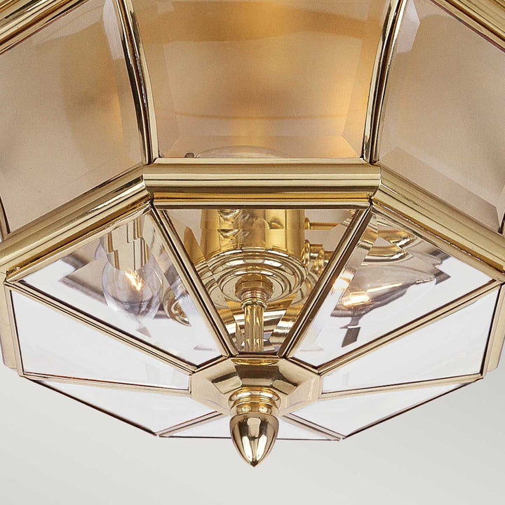 Norlys Newbury 3 Light Flush QZ-NEWBURY-F-PB Lacquered Polished Brass