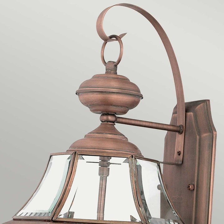 Norlys Newbury 2 Light Large Wall Lantern QZ-NEWBURY2-L-AC Lacquered Aged Copper