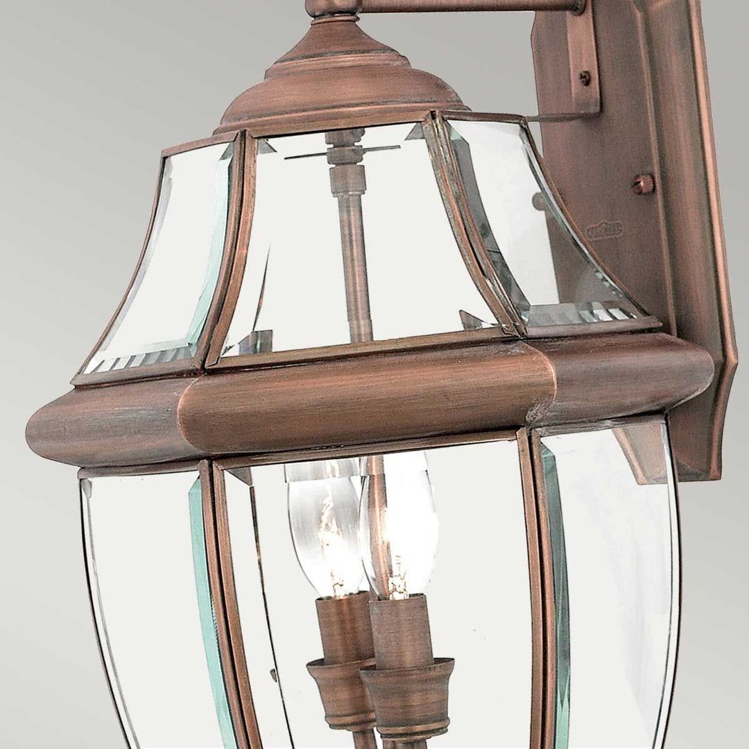 Norlys Newbury 2 Light Large Wall Lantern QZ-NEWBURY2-L-AC Lacquered Aged Copper