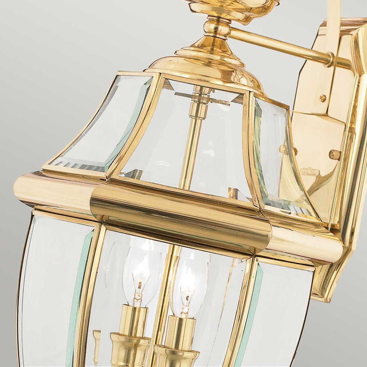 Norlys Newbury 2 Light Large Wall Lantern QZ-NEWBURY2-L-PB Lacquered Polished Brass