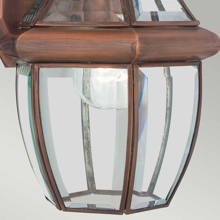 Norlys Newbury 1 Light Medium Wall Lantern QZ-NEWBURY2-M-AC Lacquered Aged Copper