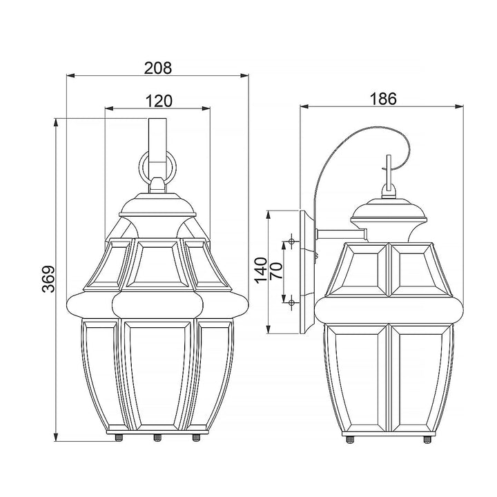 Norlys Newbury 1 Light Medium Wall Lantern QZ-NEWBURY2-M-AC Lacquered Aged Copper
