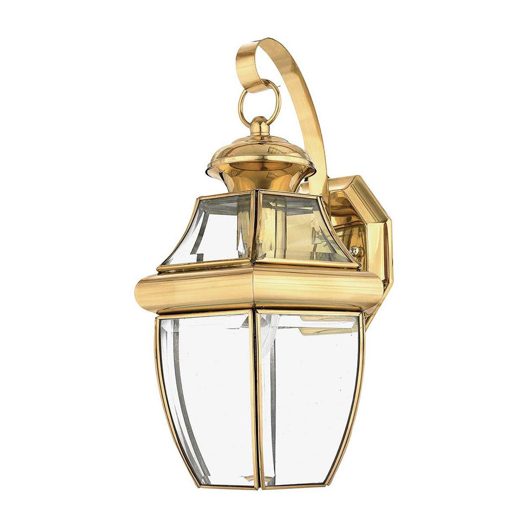 Norlys Newbury 1 Light Medium Wall Lantern QZ-NEWBURY2-M-PB Lacquered Polished Brass