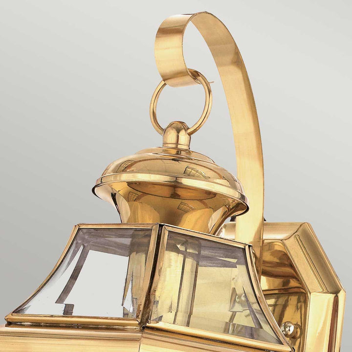 Norlys Newbury 1 Light Medium Wall Lantern QZ-NEWBURY2-M-PB Lacquered Polished Brass