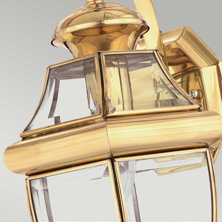 Norlys Newbury 1 Light Medium Wall Lantern QZ-NEWBURY2-M-PB Lacquered Polished Brass