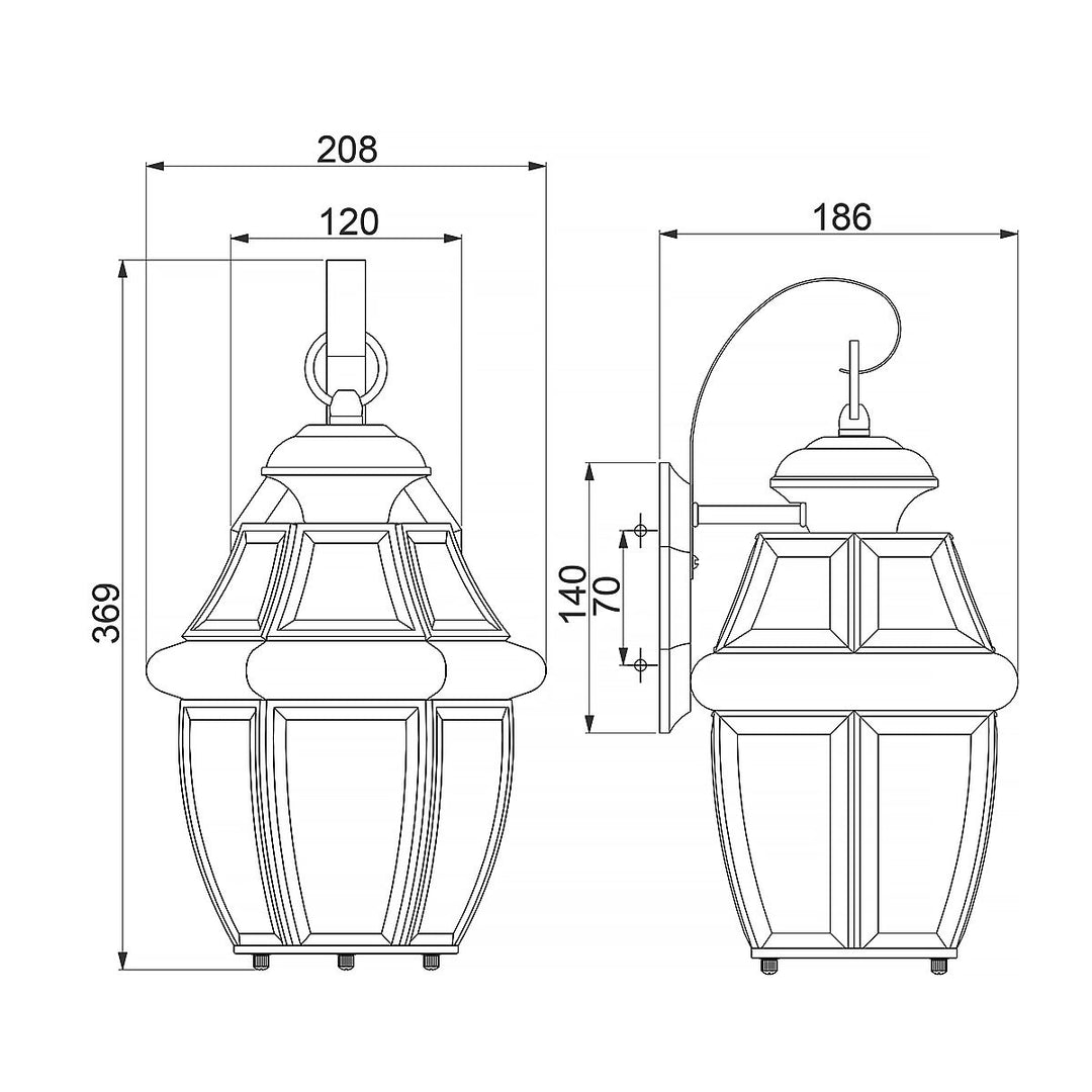 Norlys Newbury 1 Light Medium Wall Lantern QZ-NEWBURY2-M-PB Lacquered Polished Brass