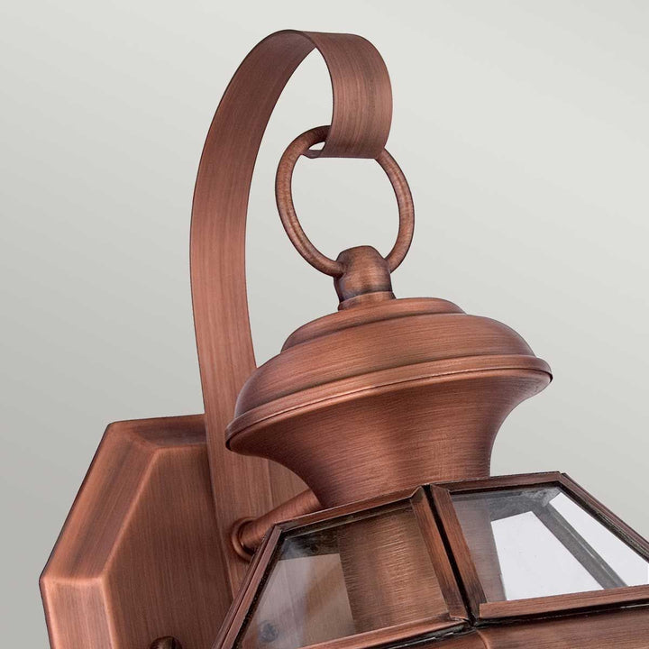 Norlys Newbury 1 Light Small Wall Lantern QZ-NEWBURY2-S-AC Lacquered Aged Copper